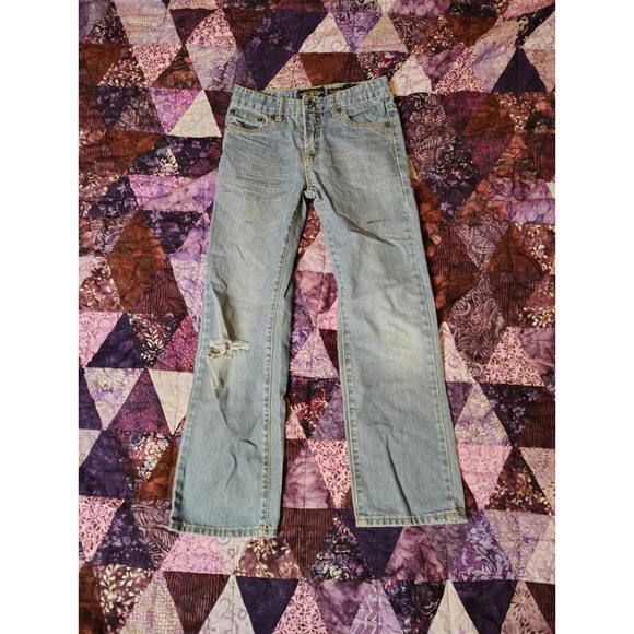 Lucky Brand Billy Straight Jeans Boys Youth Size 12 25x25 Blue Classic Flaw - Picture 1 of 12